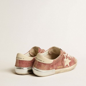 Golden Goose Super-Star Sneakers In Red Leather With Cream Nubuck Star And Heel Tab GMF00659.F005190.40474