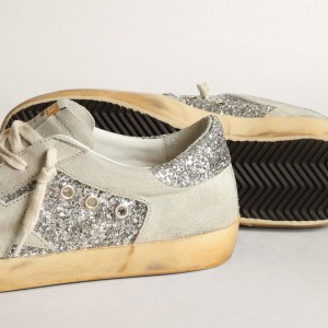 Golden Goose Super-Star Sneakers In Silver Glitter With Ice-gray Star And Inserts GWF00103.F003401.60369