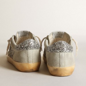 Golden Goose Super-Star Sneakers In Silver Glitter With Ice-gray Star And Inserts GWF00103.F003401.60369