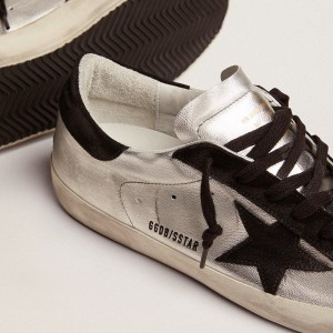 Golden Goose Super-Star Sneakers In Silver Leather GMF00101.F000312.60246