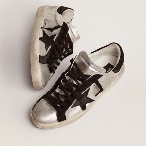 Golden Goose Super-Star Sneakers In Silver Leather GMF00101.F000312.60246