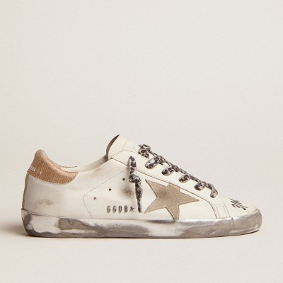 Golden Goose Super-Star Sneakers In White Leather With Gray Suede Star GWF00101.F002696.10943