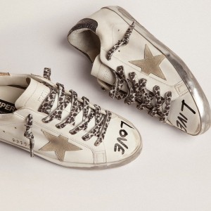 Golden Goose Super-Star Sneakers In White Leather With Gray Suede Star GWF00101.F002696.10943