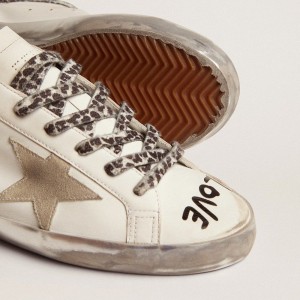 Golden Goose Super-Star Sneakers In White Leather With Gray Suede Star GWF00101.F002696.10943