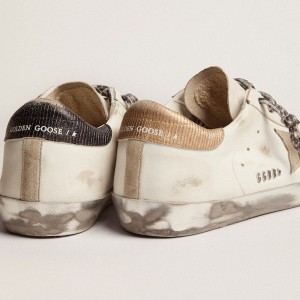 Golden Goose Super-Star Sneakers In White Leather With Gray Suede Star GWF00101.F002696.10943