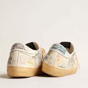 Golden Goose Super-Star Sneakers In White Nappa With All-over Multicolor Graffiti GMF00101.F004085.10262