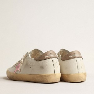 Golden Goose Super-Star Sneakers In White Nappa With Pink Metallic Leather Star GWF00101.F004065.11373