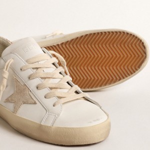 Golden Goose Super-Star Sneakers With A Suede Star And Peach-pink Glitter Heel Tab GWF00102.F004489.11471