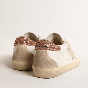 Golden Goose Super-Star Sneakers With A Suede Star And Peach-pink Glitter Heel Tab GWF00102.F004489.11471