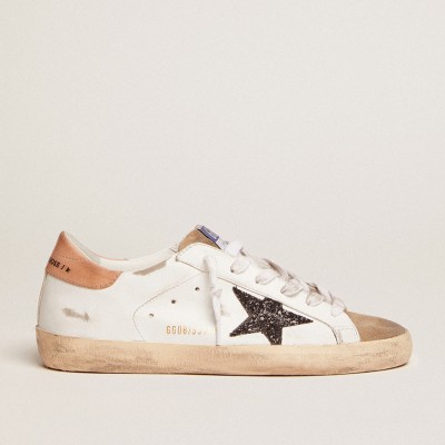 Golden Goose Super-Star Sneakers With Black Glitter Star And Pink Heel Tab GWF00101.F002714.81579