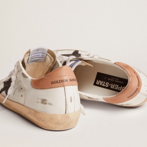 Golden Goose Super-Star Sneakers With Black Glitter Star And Pink Heel Tab GWF00101.F002714.81579