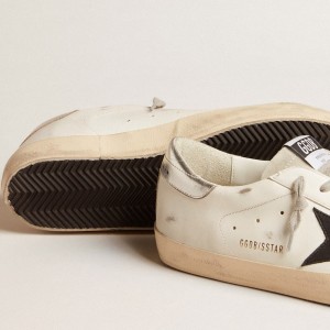 Golden Goose Super-Star Sneakers With Black Nubuck Star And Silver Leather Heel Tab GMF00101.F005769.10602