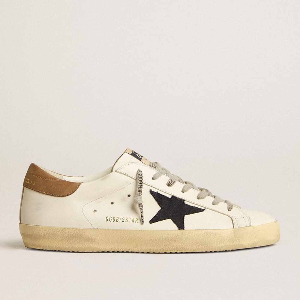 Golden Goose Super-Star Sneakers With Blue Canvas Star And Tobacco Leather Heel Tab GMF00101.F005145.11657