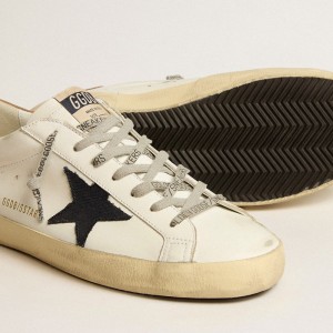 Golden Goose Super-Star Sneakers With Blue Canvas Star And Tobacco Leather Heel Tab GMF00101.F005145.11657