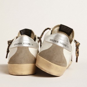 Golden Goose Super-Star Sneakers With Burgundy Glitter Star And Silver Heel Tab GWF00102.F004057.11372