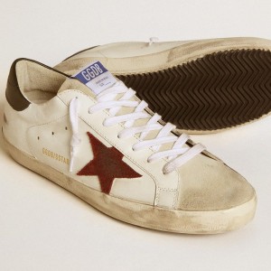 Golden Goose Super-Star Sneakers With Earth-brown Suede Star And Dark Green Leather Heel Tab GMF00101.F000338.80303