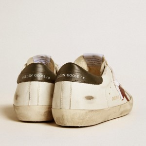 Golden Goose Super-Star Sneakers With Earth-brown Suede Star And Dark Green Leather Heel Tab GMF00101.F000338.80303