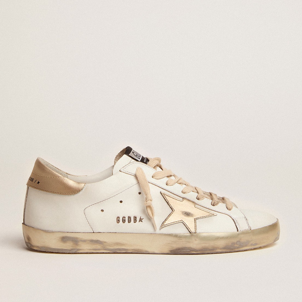 Golden Goose Super-Star Sneakers With Gold Sparkle Foxing And Lettering GMF00101.F000316.10272