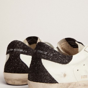 Golden Goose Super-Star Sneakers With Gold Star And Black Glitter Heel Tab GWF00102.F000959.80724