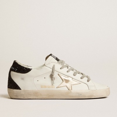 Golden Goose Super-Star Sneakers With Gold Star And Black Glitter Heel Tab GWF00102.F005076.11538