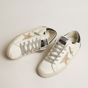 Golden Goose Super-Star Sneakers With Gold Star And Black Glitter Heel Tab GWF00102.F005076.11538