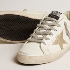 Golden Goose Super-Star Sneakers With Gold Star And Black Glitter Heel Tab GWF00102.F005076.11538