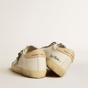 Golden Goose Super-Star Sneakers With Gray Glitter Star And Nude Leather Heel Tab GWF00101.F005128.11650