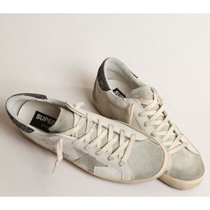 Golden Goose Super-Star Sneakers With Gray Star And Dark Gray Glitter Heel Tab GWF00102.F004108.11166