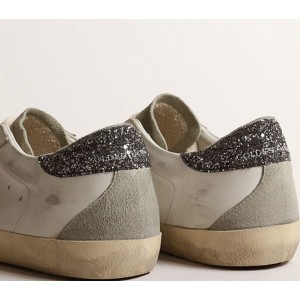 Golden Goose Super-Star Sneakers With Gray Star And Dark Gray Glitter Heel Tab GWF00102.F004108.11166