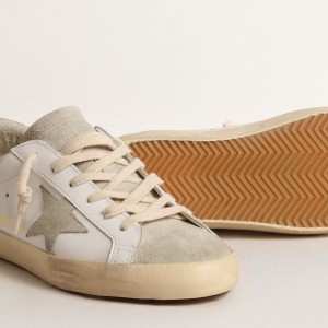 Golden Goose Super-Star Sneakers With Gray Star And Silver Glitter Heel Tab GWF00102.F004712.10273