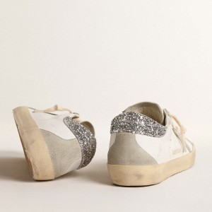 Golden Goose Super-Star Sneakers With Gray Star And Silver Glitter Heel Tab GWF00102.F004712.10273