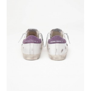 Golden Goose Super-Star Sneakers With Green Snake-print Suede Star And Purple Heel Tab GWF00101.F001665.10655