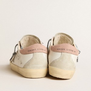 Golden Goose Super-Star Sneakers With Ice-gray Star And Pink Lizard-print Heel Tab GWF00102.F005923.11868