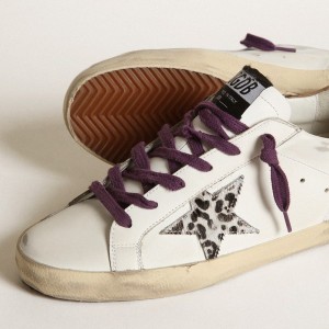 Golden Goose Super-Star Sneakers With Leopard Pony Skin Star And Brown Nubuck Heel Tab GWF00101.F003183.11168