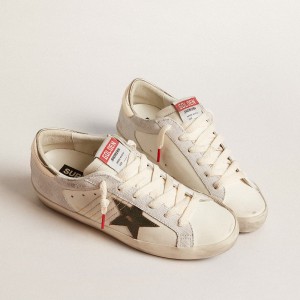 Golden Goose Super-Star Sneakers With Lizard Print With Green Star And Platinum Heel Tab GWF00103.F005884.11862