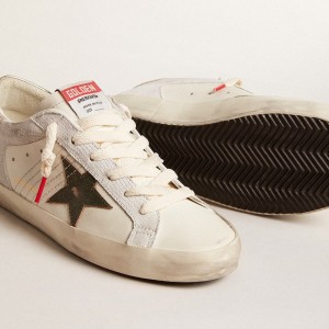 Golden Goose Super-Star Sneakers With Lizard Print With Green Star And Platinum Heel Tab GWF00103.F005884.11862