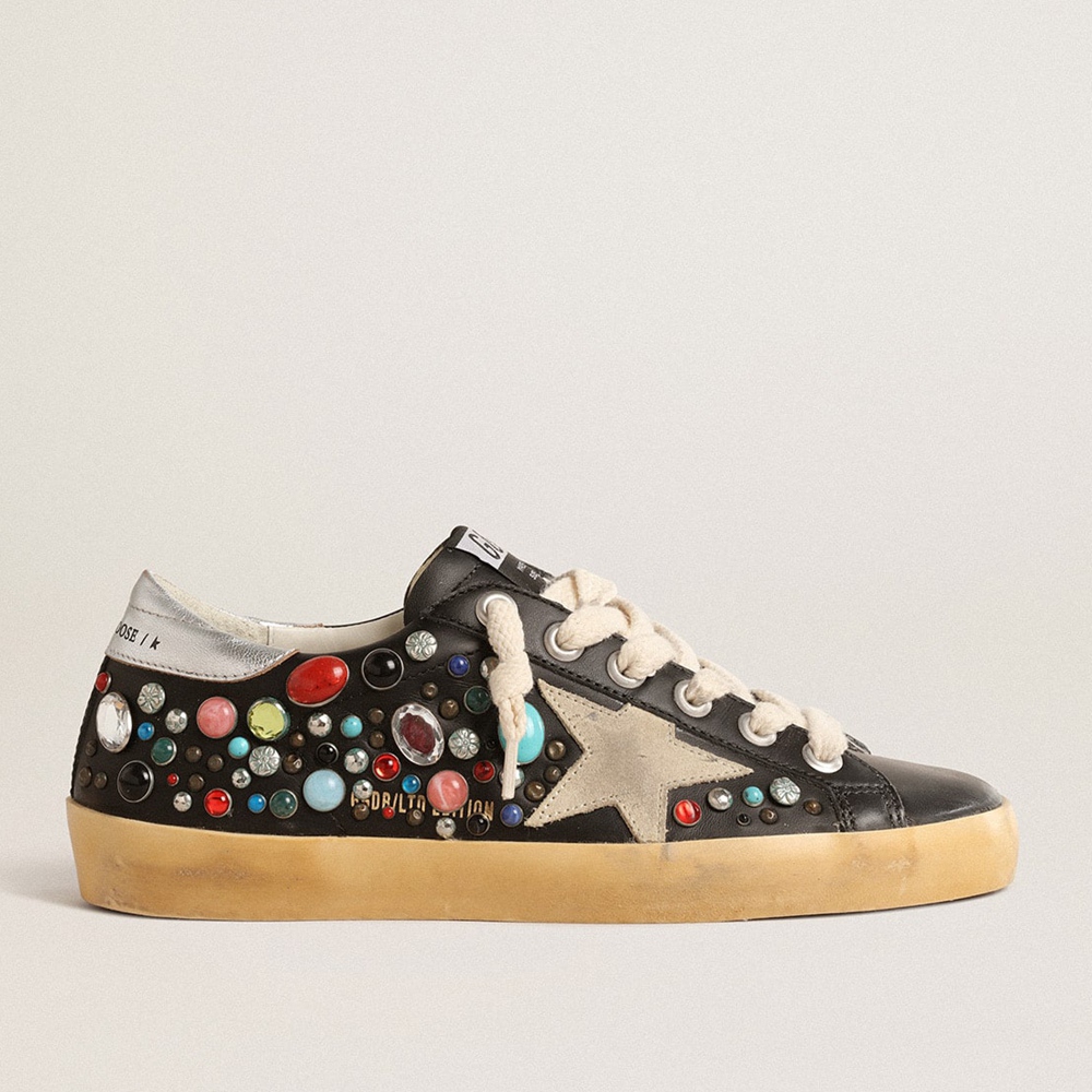 Golden Goose Super-Star Sneakers With Multicolored Studs And Beige Suede Star GWF00101.F004635.82309