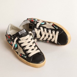 Golden Goose Super-Star Sneakers With Multicolored Studs And Beige Suede Star GWF00101.F004635.82309