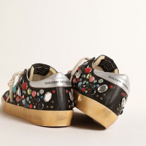 Golden Goose Super-Star Sneakers With Multicolored Studs And Beige Suede Star GWF00101.F004635.82309