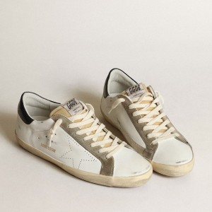 Golden Goose Super-Star Sneakers With Perforated Star And Blue Heel Tab GMF00360.F003184.81753