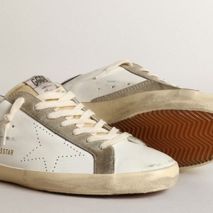 Golden Goose Super-Star Sneakers With Perforated Star And Blue Heel Tab GMF00360.F003184.81753