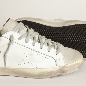 Golden Goose Super-Star Sneakers With Perforated Star And Ice-gray Heel Tab GMF00105.F002942.10276