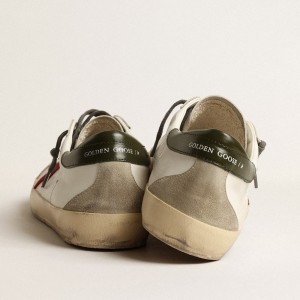 Golden Goose Super-Star Sneakers With Red Suede Star And Green Leather Heel Tab GMF00102.F003987.11357