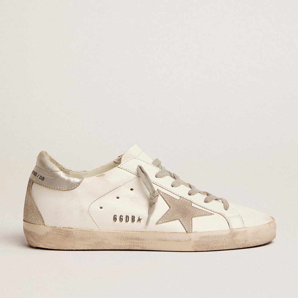 Golden Goose Super-Star Sneakers With Silver Heel Tab And Metal Stud Lettering GWF00102.F000317.10273