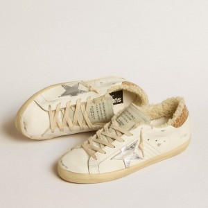 Golden Goose Super-Star Sneakers With Silver Leather Star And Crocodile-print Leather Heel Tab GWF00101.F005174.11662