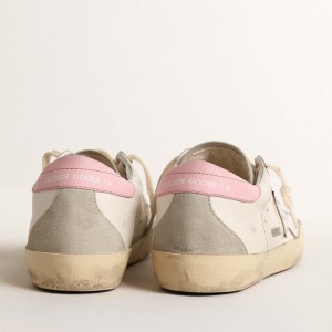 Golden Goose Super-Star Sneakers With Silver Leather Star And Pink Heel Tab GWF00102.F004662.11531