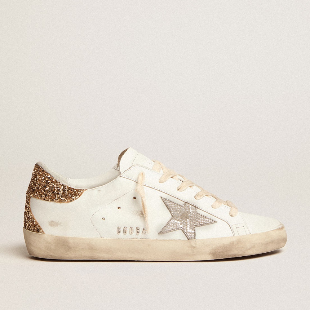 Golden Goose Super-Star Sneakers With Silver Leather Star And Snake Print GWF00102.F002785.10358