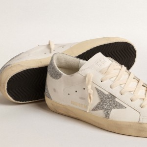 Golden Goose Super-Star Sneakers With Silver Swarovski Crystal Star And Heel Tab GWF00102.F004688.80185