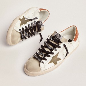 Golden Goose Super-Star Sneakers With Star Sneakers In Olive Green Canvas GMF00101.F002709.10947