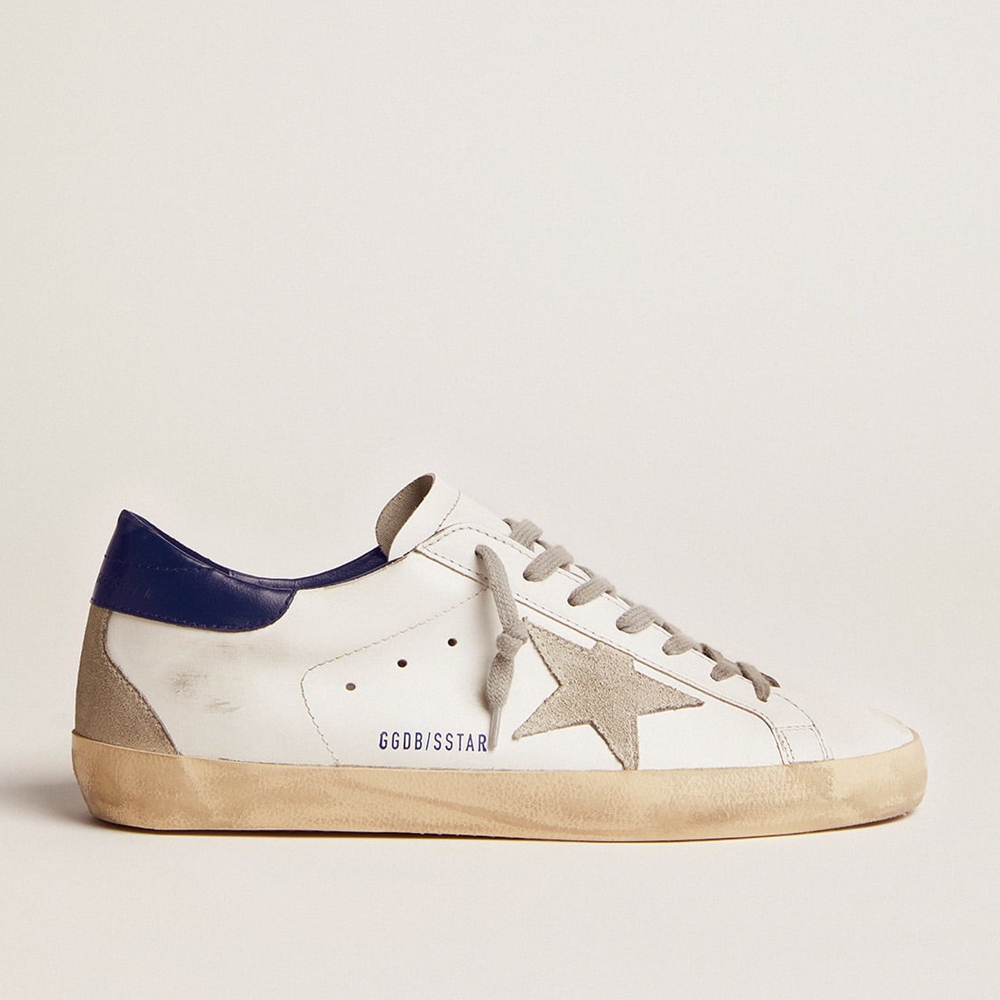 Golden Goose Super-Star Sneakers With Suede Star And Blue Heel Tab GMF00102.F000311.10270